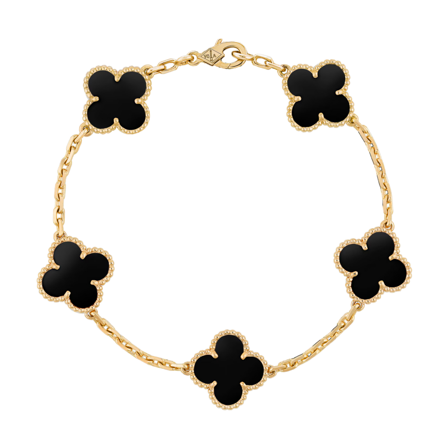 CLOVER 5 MOTIFS BLACK ONYX 18KT GOLD