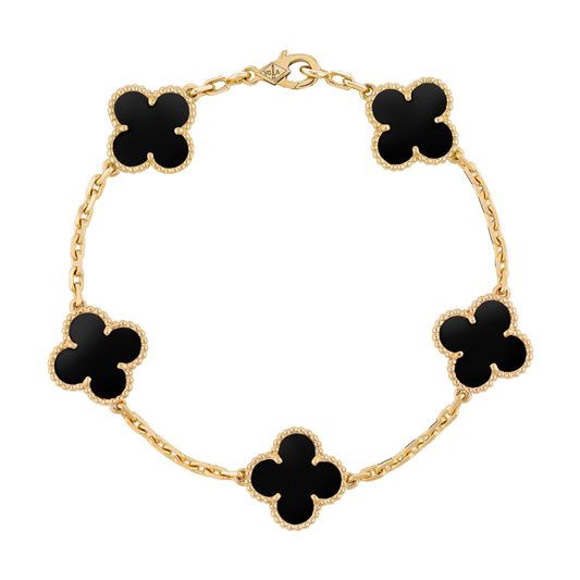 CLOVER 5 MOTIFS BLACK ONYX 18KT GOLD