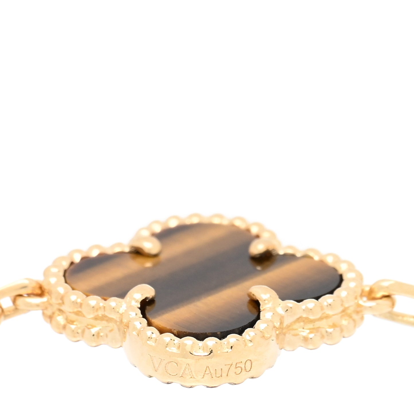 CLOVER 5 MOTIFS TIGER EYE 18KT GOLD