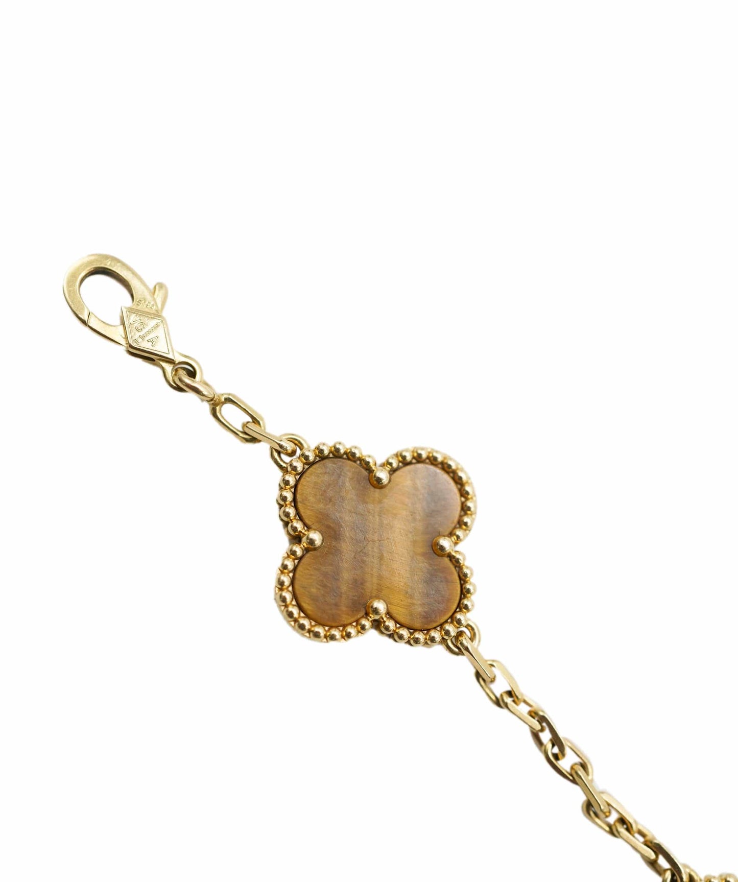 CLOVER 5 MOTIFS TIGER EYE 18KT GOLD